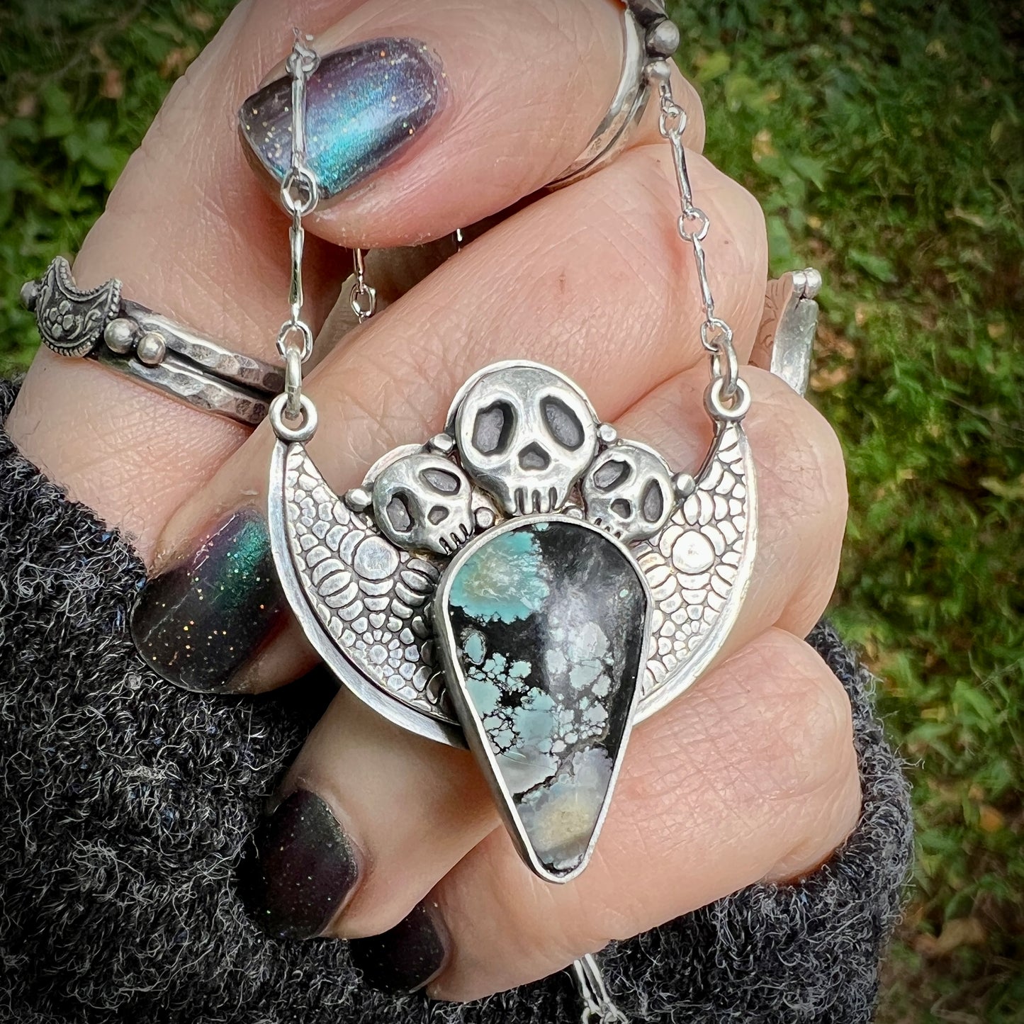 Memento Mori Pendant ~ Turquoise