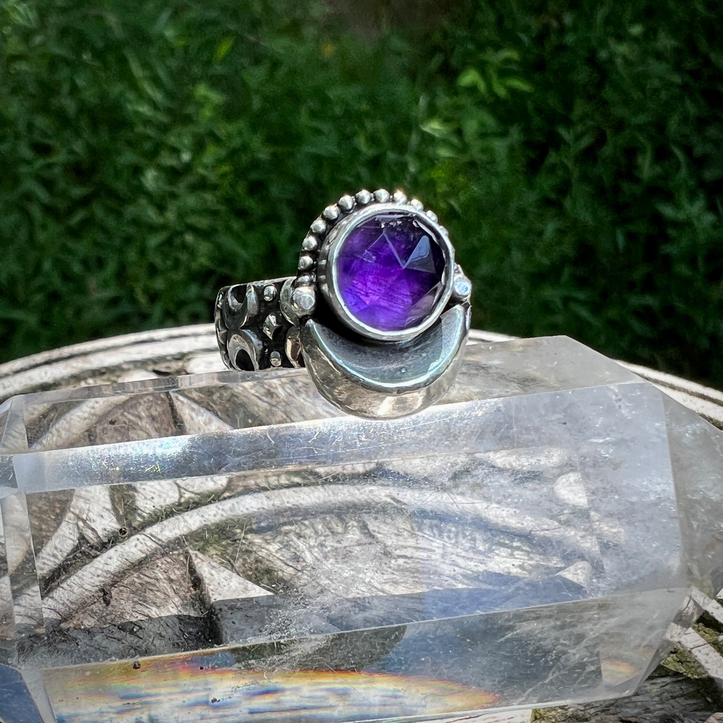 Amethyst Moon Ring ~ Size 6