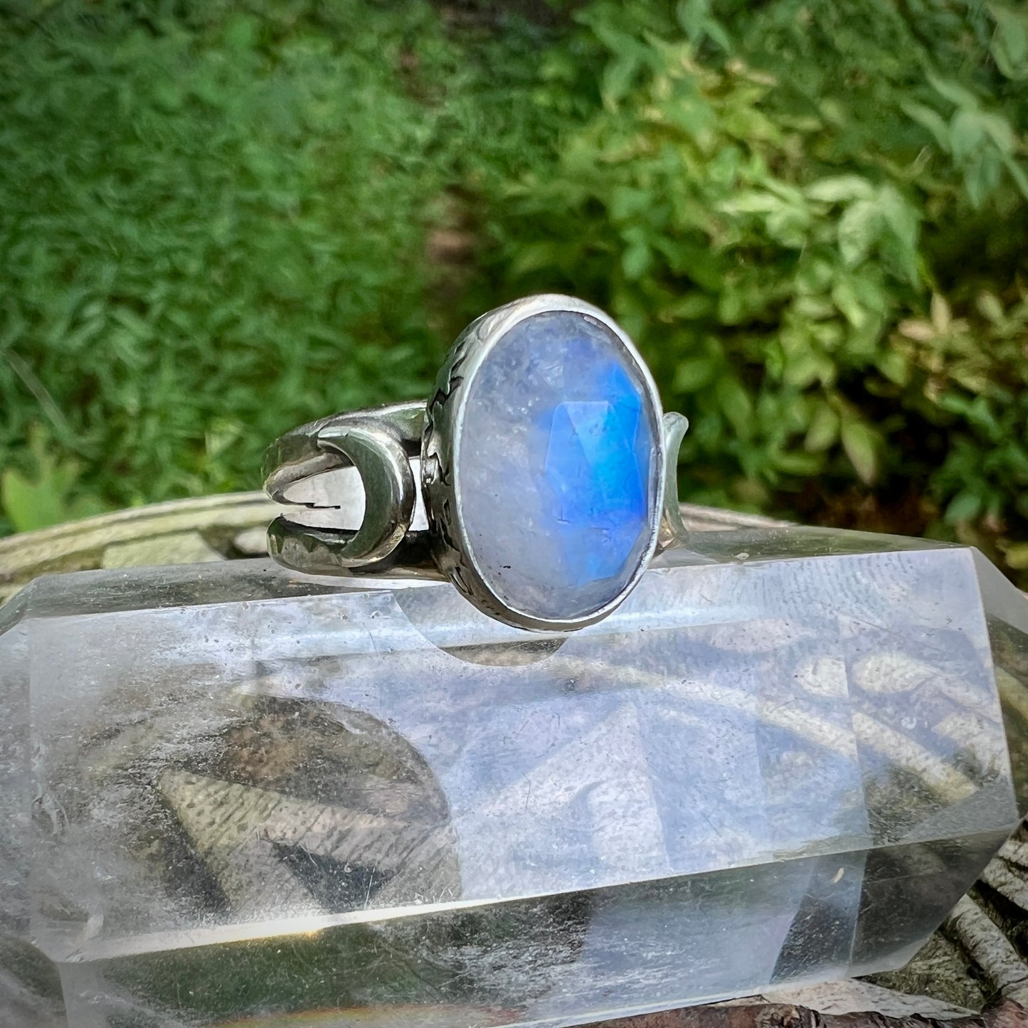 Moonstone Moon Ring ~ Size 10