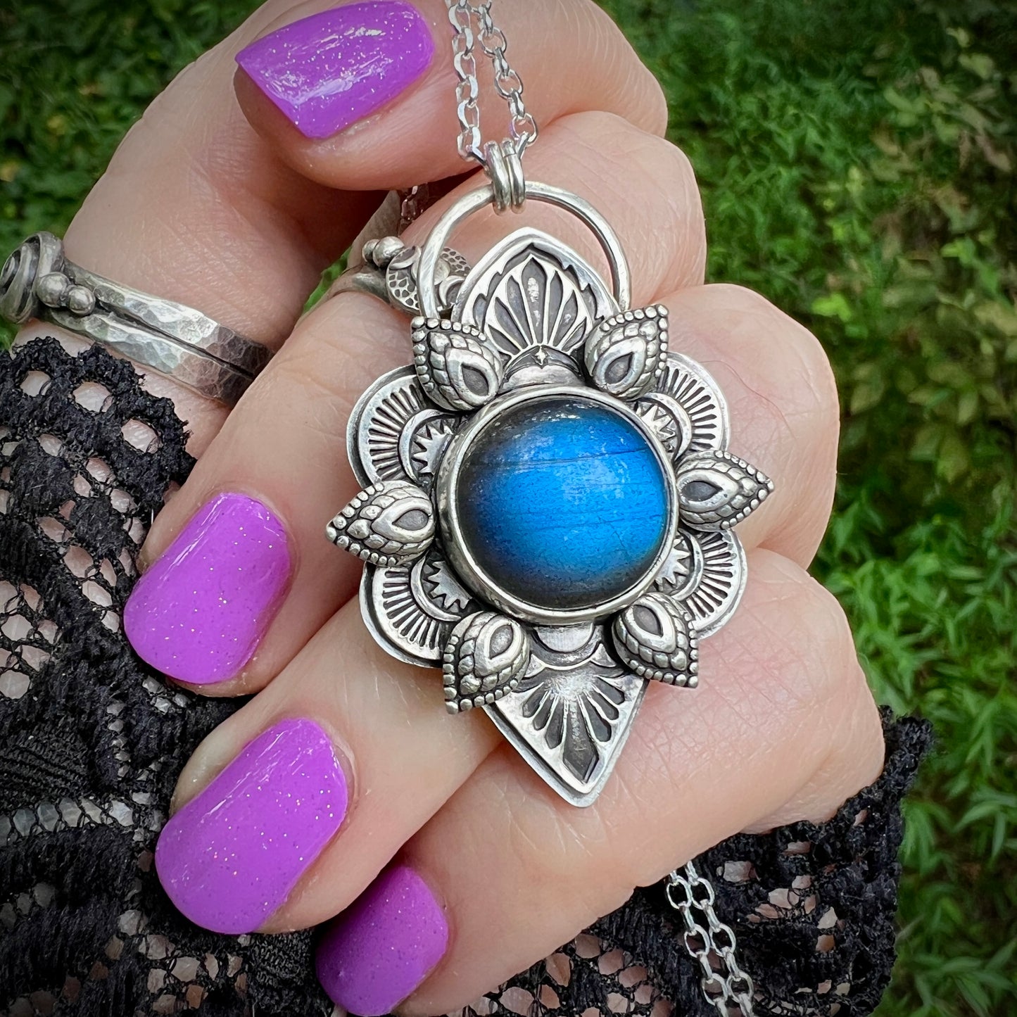 Labradorite Mandala Pendant