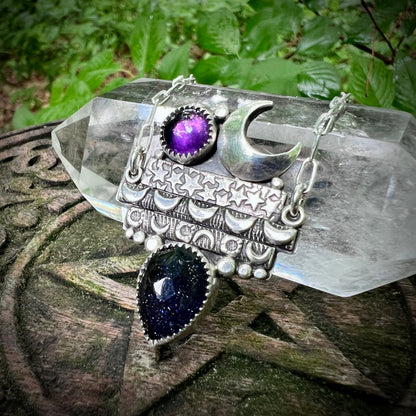 Moonlit Tomes ~ Amethyst & Blue Goldstone