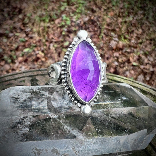 Amethyst Moon Ring ~ Size 8