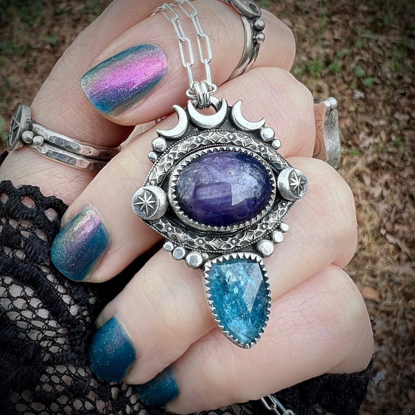 Star Sapphire & Kyanite Evil Eye Talisman