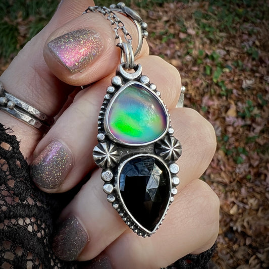 Aurora Opal & Black Onyx Pendant