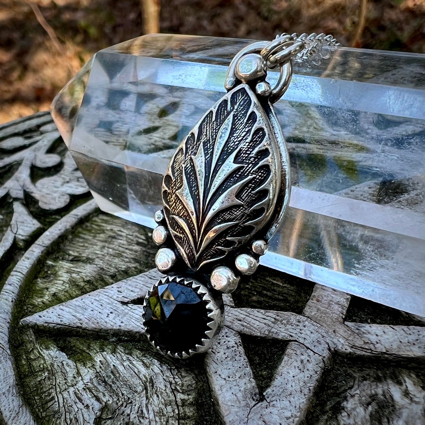 Elven Leaf Pendant ~ Black Onyx