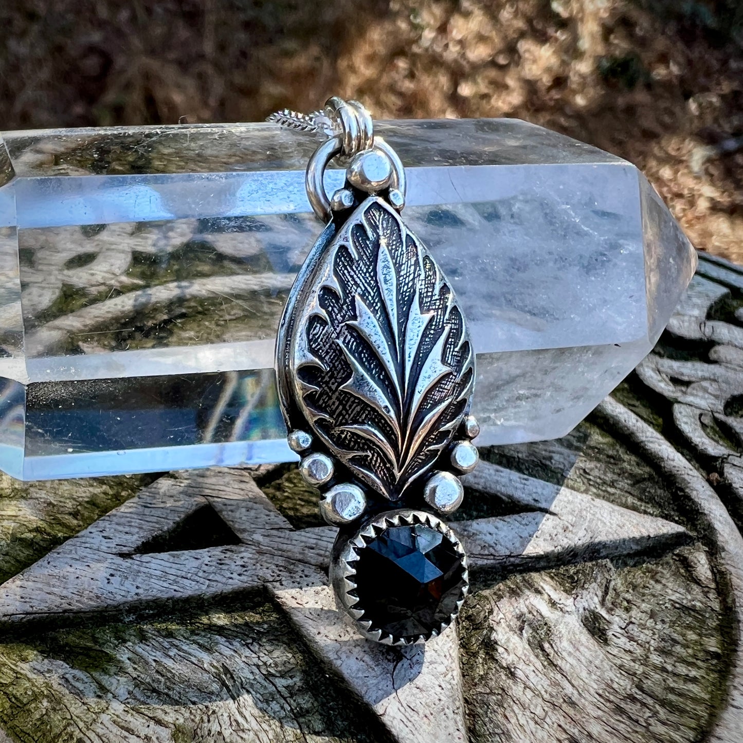 Elven Leaf Pendant ~ Black Onyx