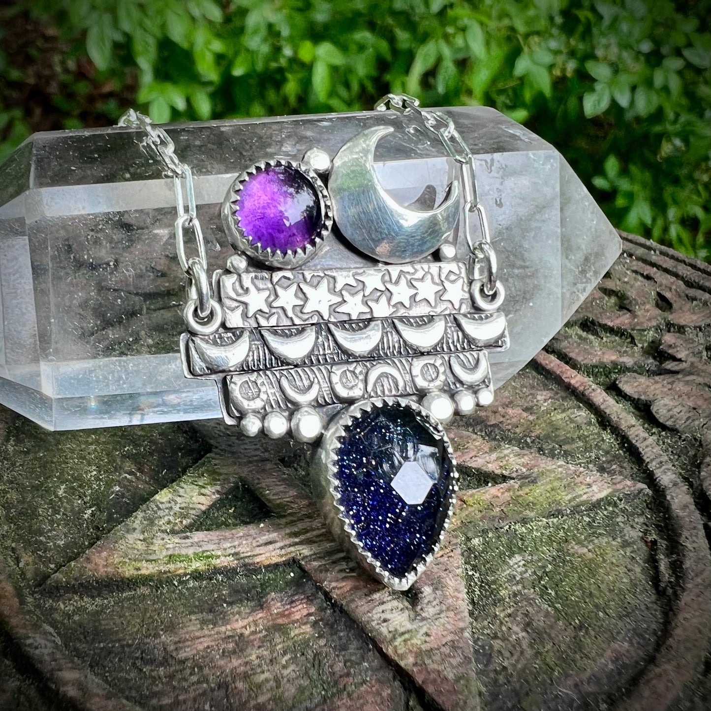Moonlit Tomes ~ Amethyst & Blue Goldstone