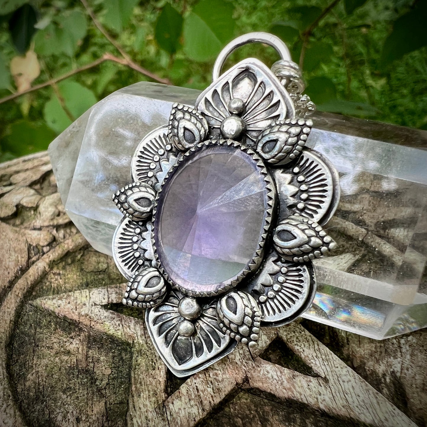 Pink Amethyst Mandala Pendant