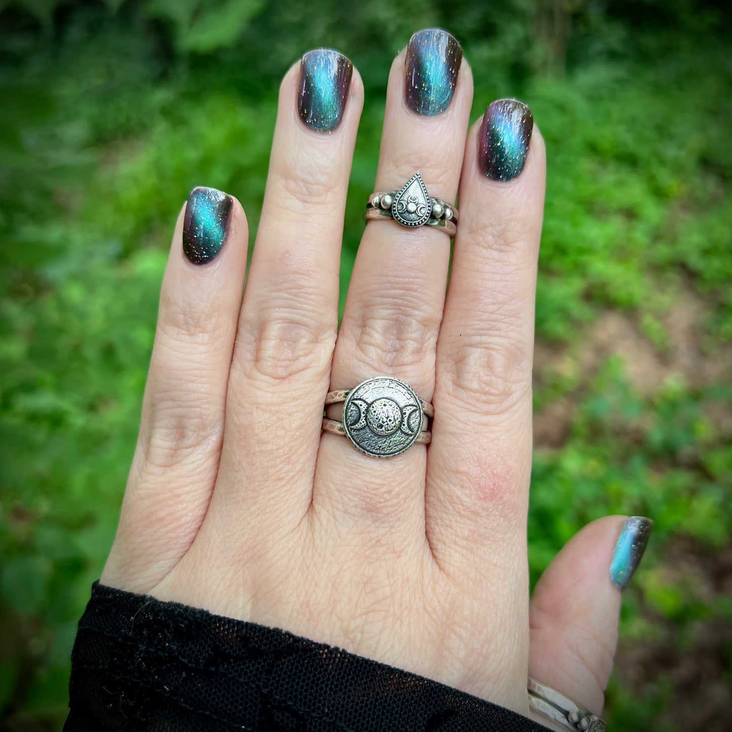 Lunar Surface Triple Moon Ring ✦ Pre-order