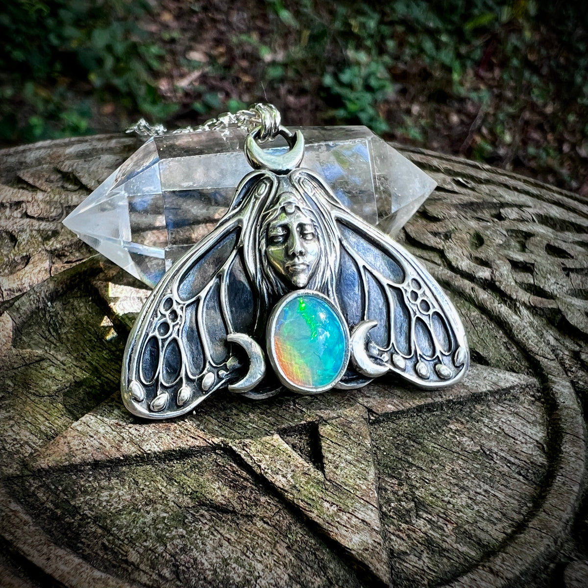 Lunar Moth Pendant ~ Opal