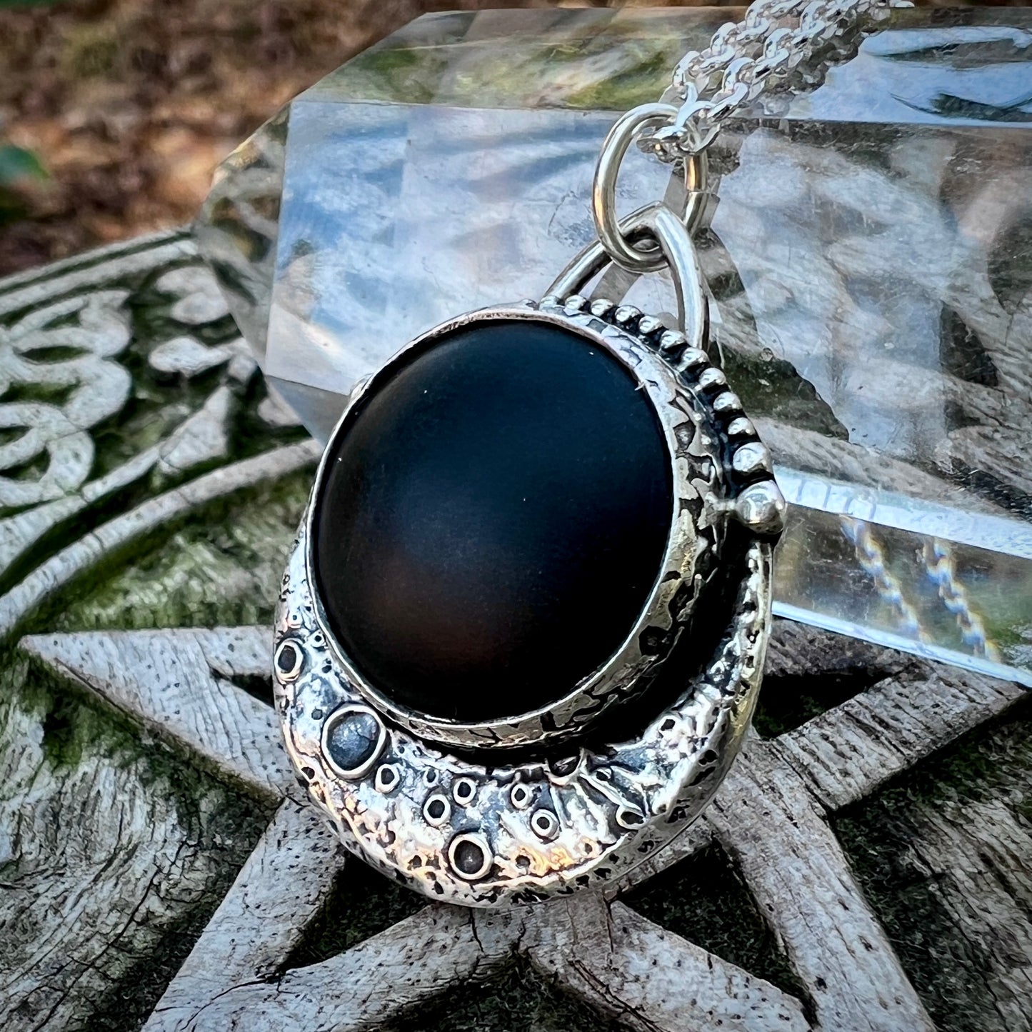 Black Jade Moon Pendant