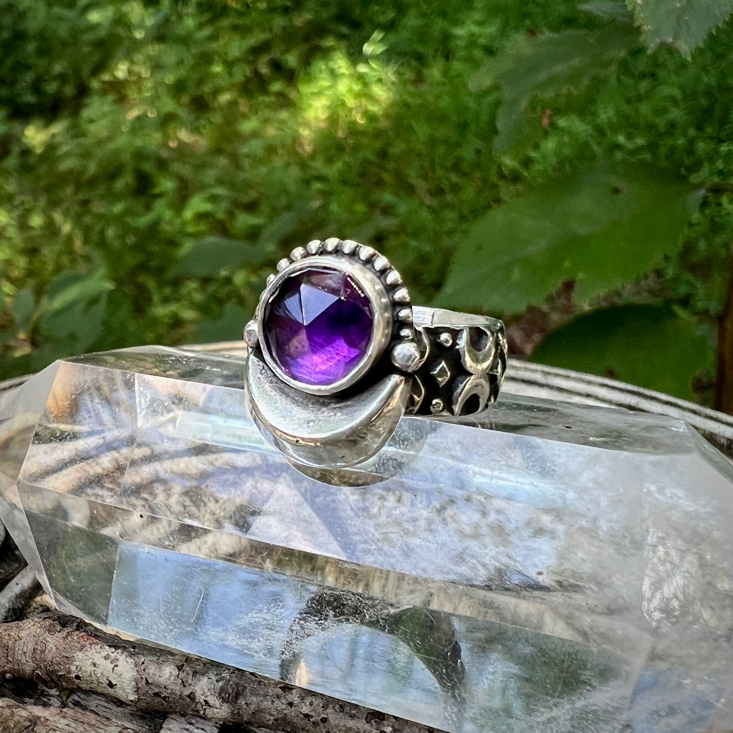 Amethyst Moon Ring ~ Size 6