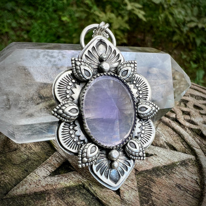 Pink Amethyst Mandala Pendant