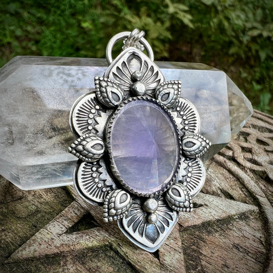 Pink Amethyst Mandala Pendant