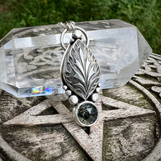 Moss Agate Elven Leaf Pendant