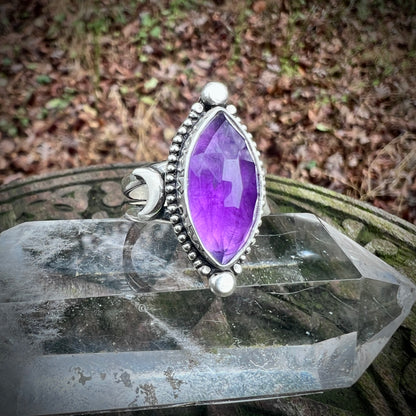 Amethyst Moon Ring ~ Size 7