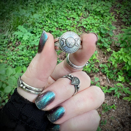 Lunar Surface Triple Moon Ring ✦ Pre-order