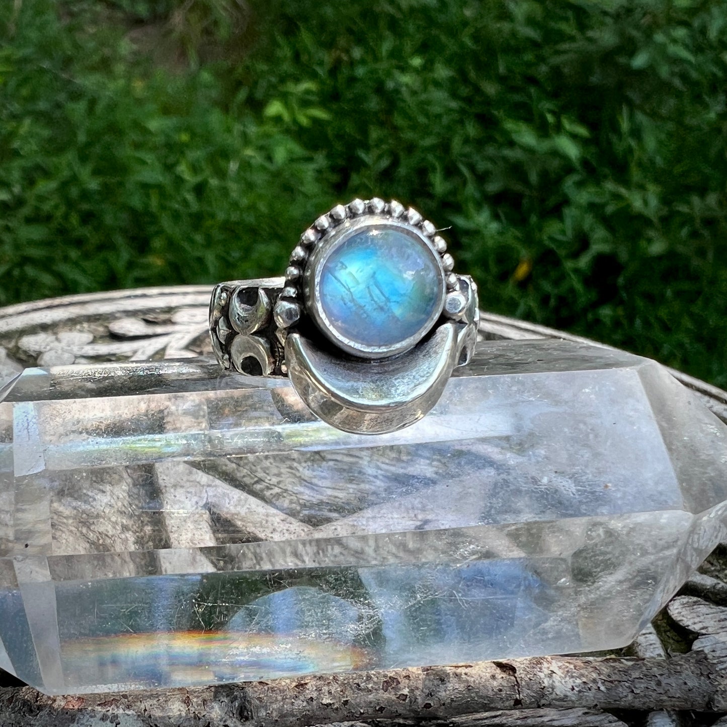 Moonstone Moon Ring ~ Size 7