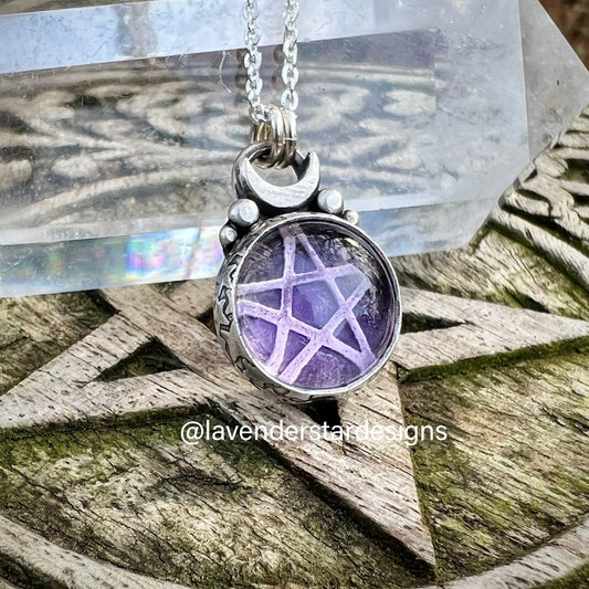 **Made-to-Order** Pink Amethyst Pentacle Pendant