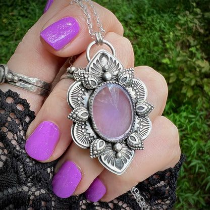 Pink Amethyst Mandala Pendant