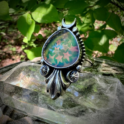 Aurora Opal Celestial Stargazer Ring ✦ Pre-order