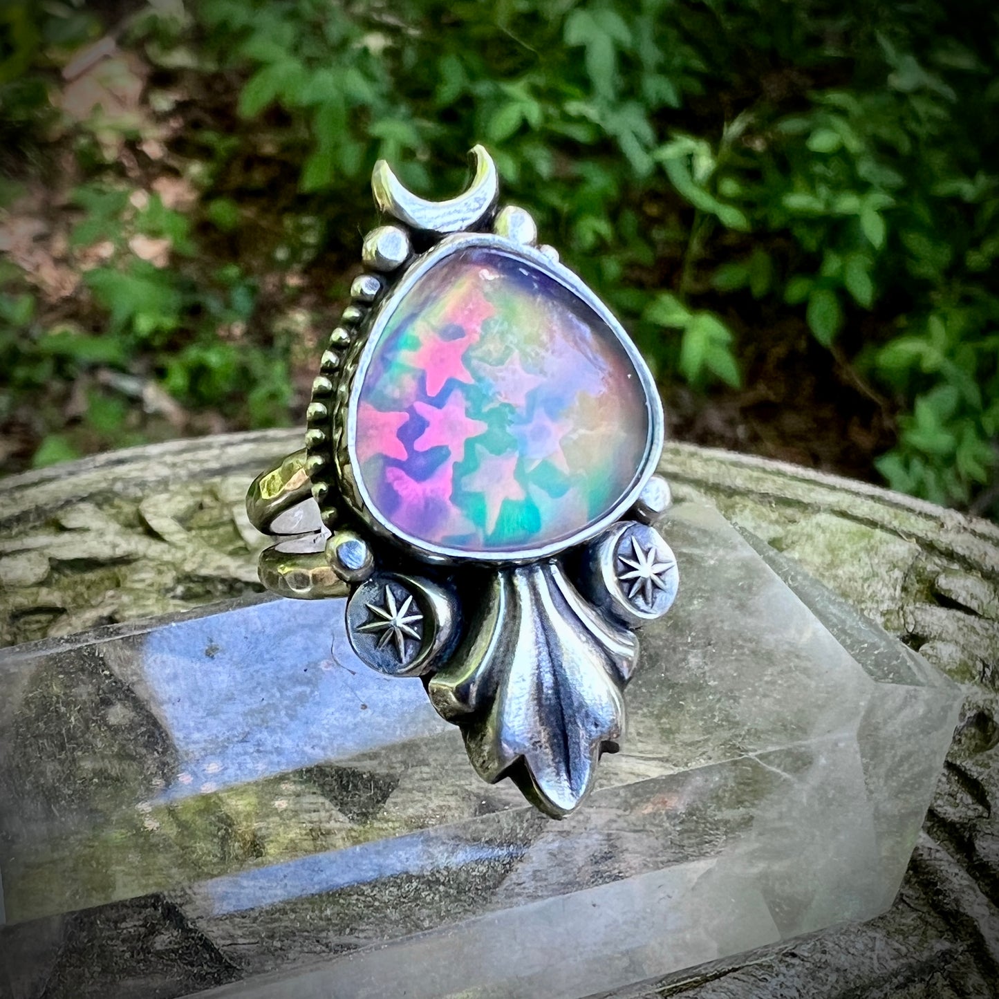 Aurora Opal Celestial Stargazer Ring ✦ Pre-order