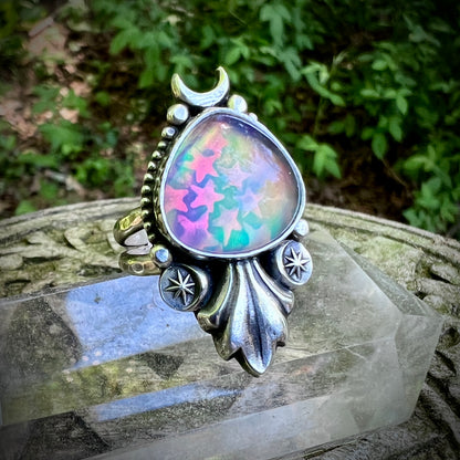 Aurora Opal Celestial Stargazer Ring ✦ Pre-order