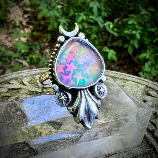 Aurora Opal Celestial Stargazer Ring ✦ Pre-order