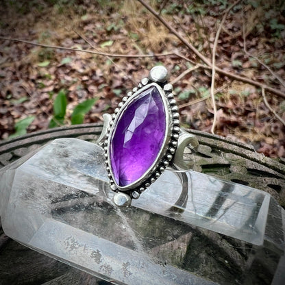 Amethyst Moon Ring ~ Size 7