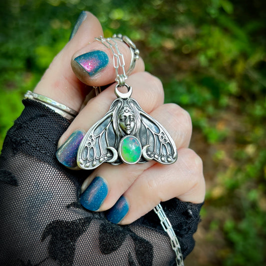Lunar Moth Pendant ~ Opal