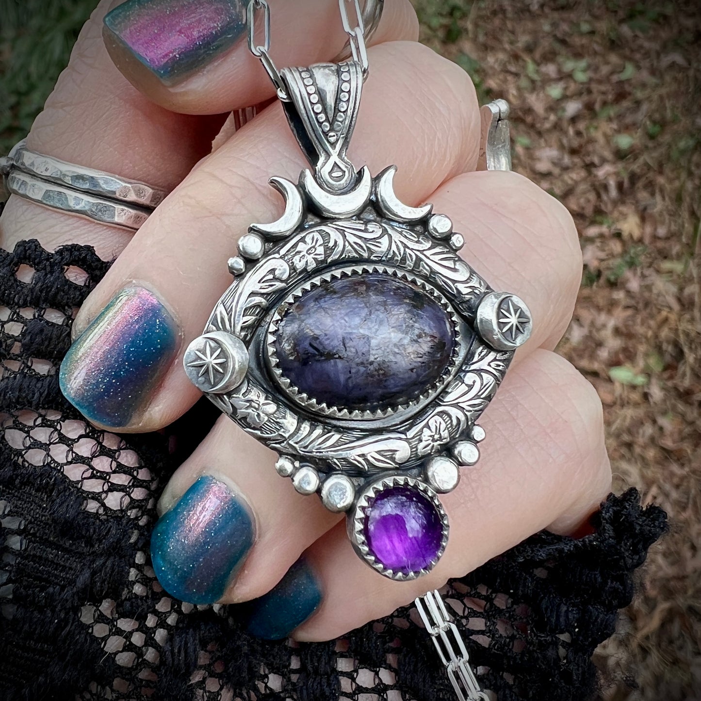 Star Sapphire & Amethyst Evil Eye Talisman