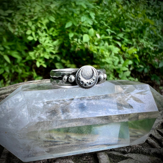 Textured Crescent Moon Ring ✦ Pre-order