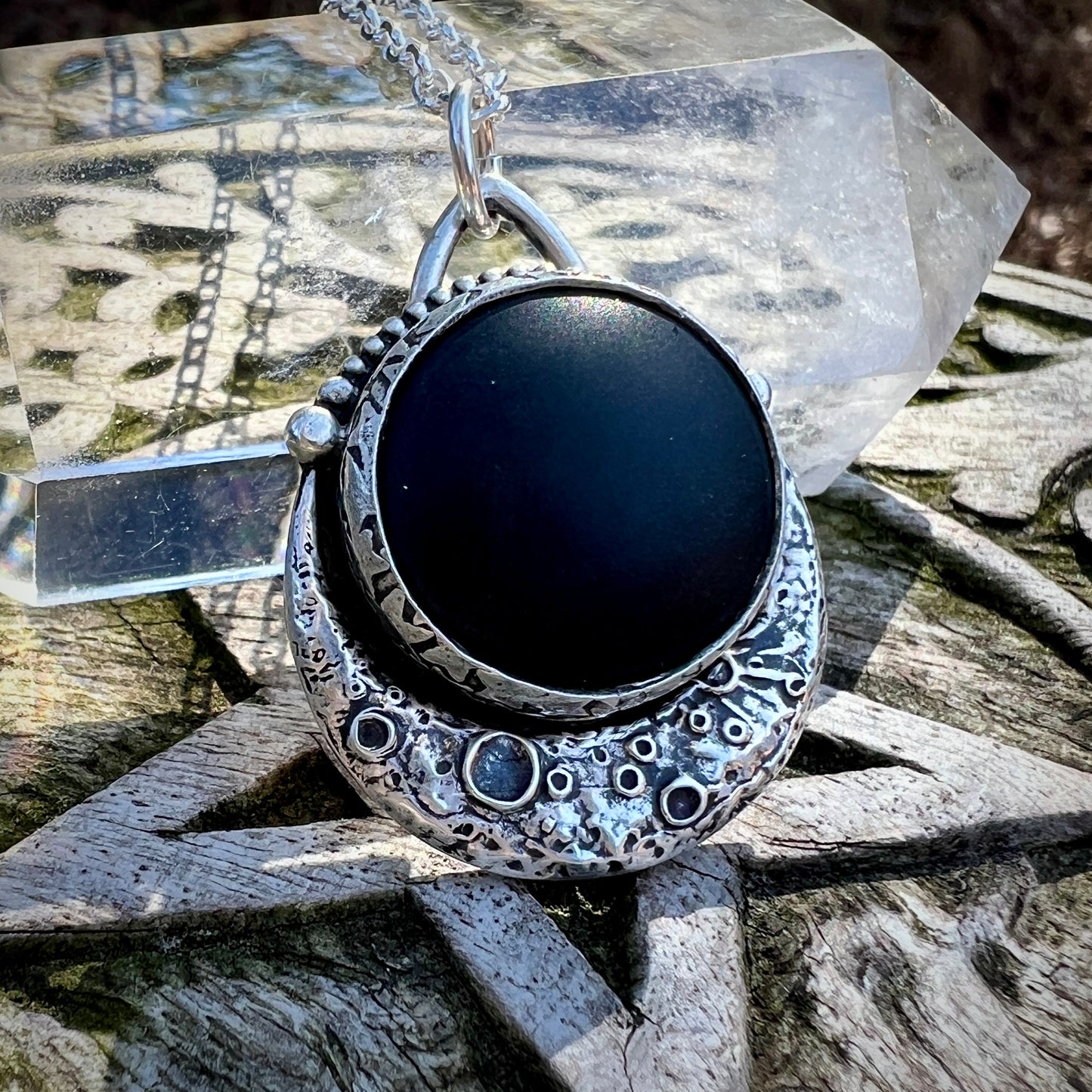 Black Jade Moon Pendant