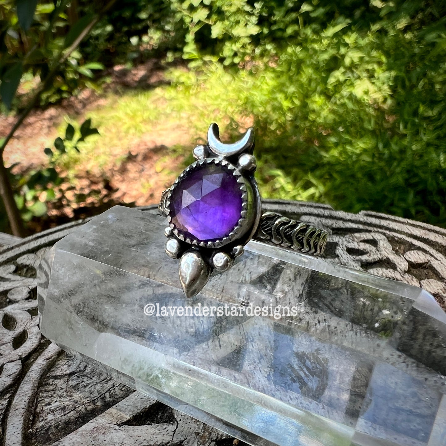 Amethyst Moon Drop Ring ~ Size 11