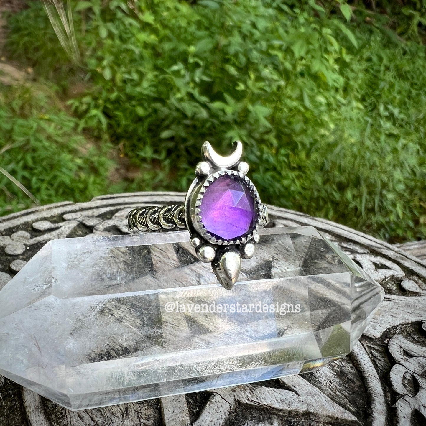 Amethyst Moon Drop Ring ~ Size 11