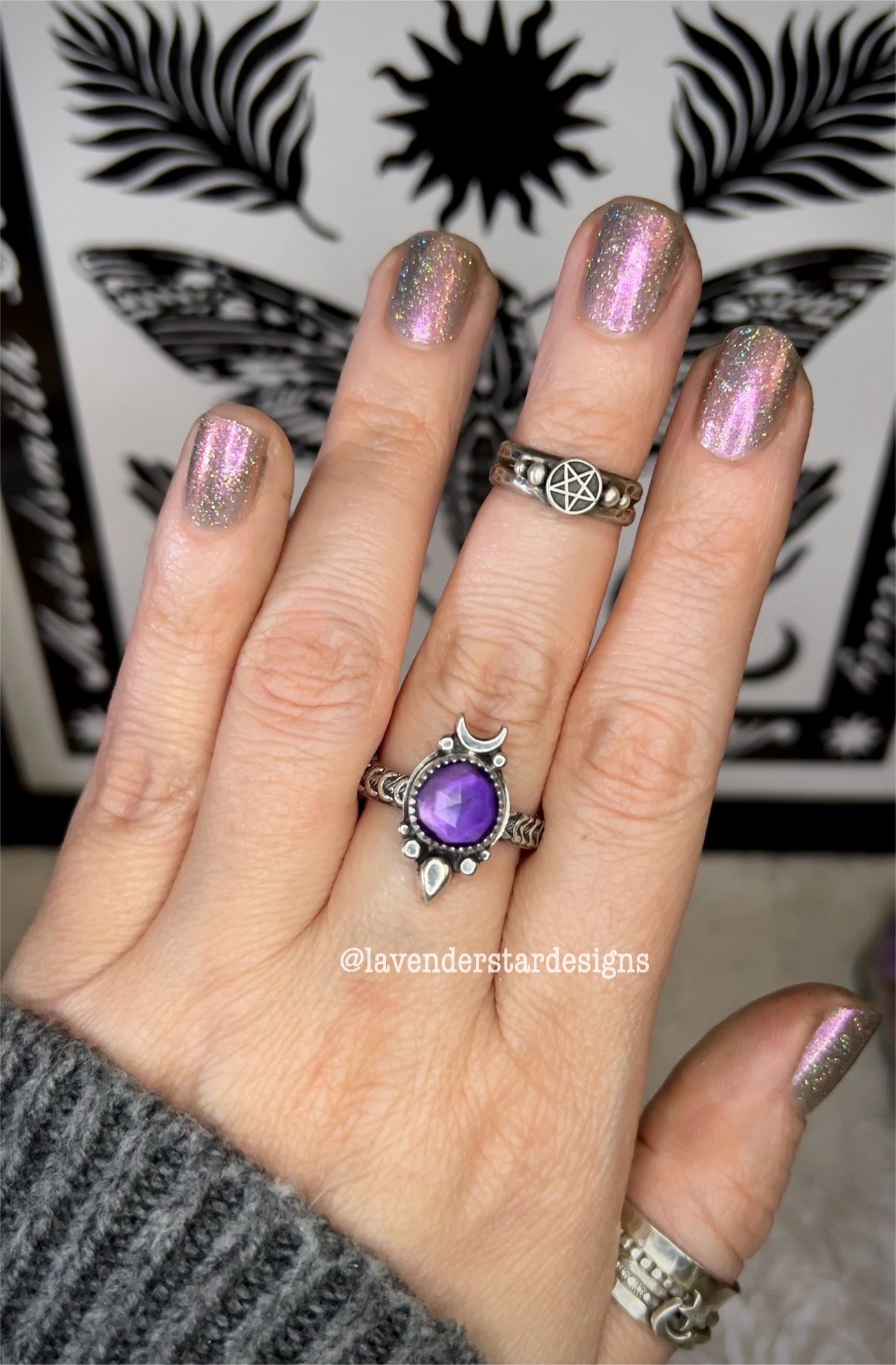 Amethyst Moon Drop Ring ~ Size 11