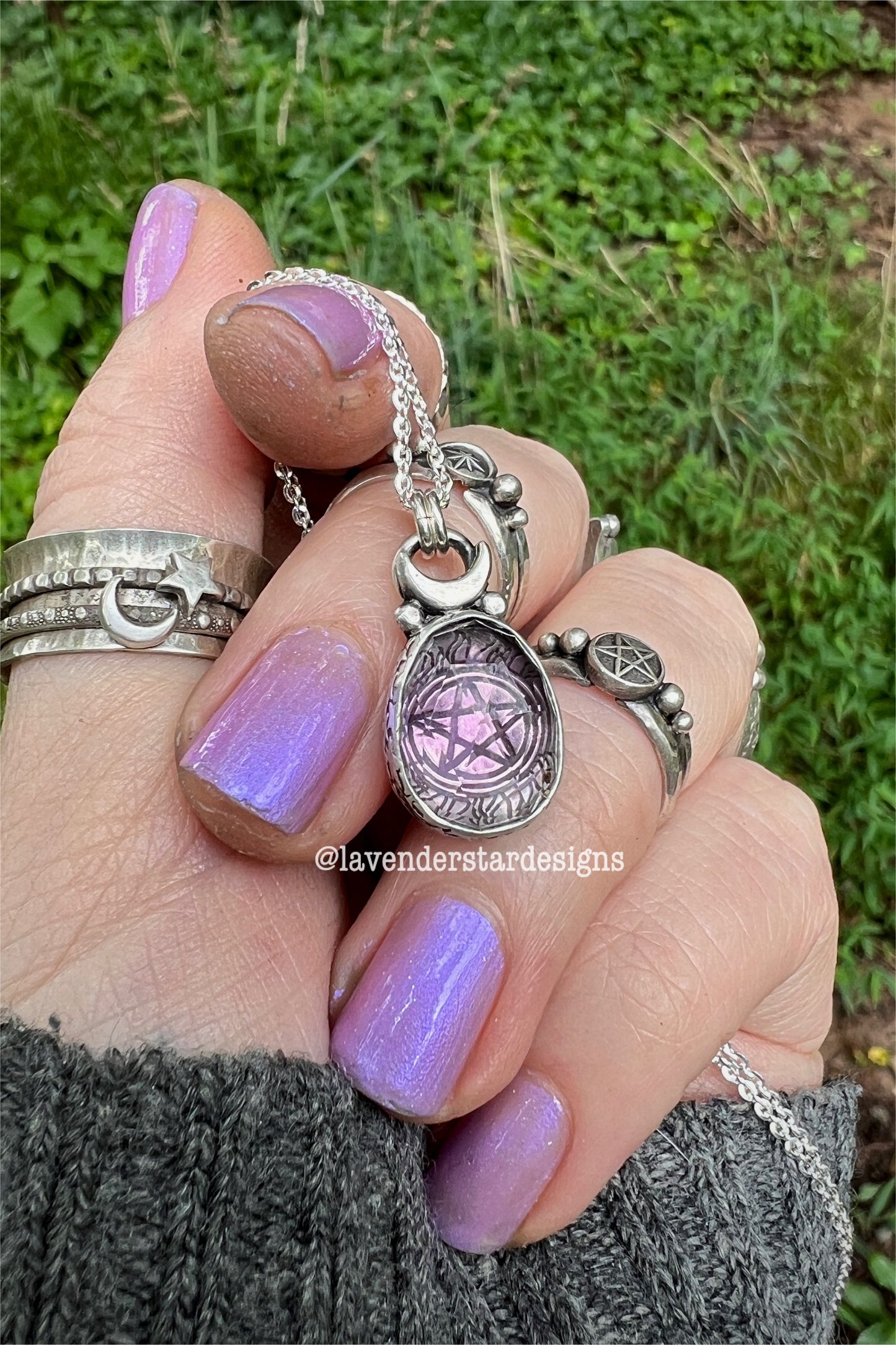 **Made-to-Order** Amethyst Pentacle Pendant