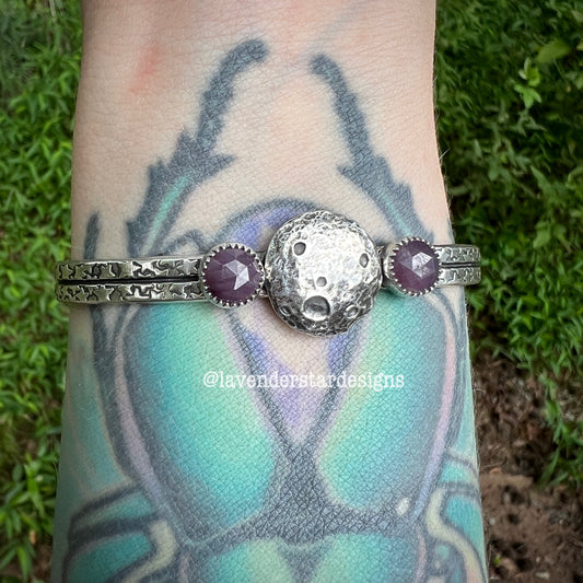 Star Sapphire Full Moon Cuff Bracelet ~ Size 7