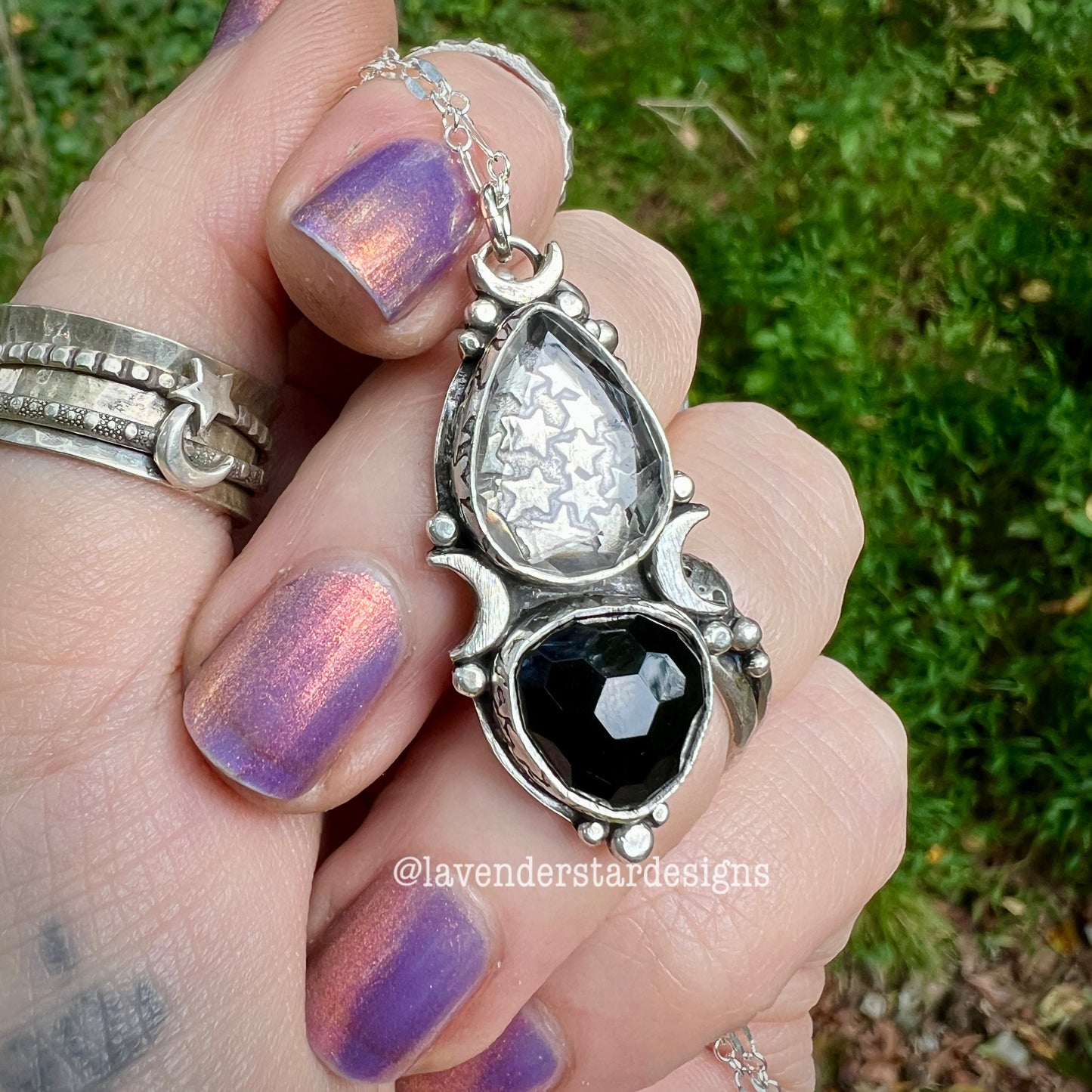 Quartz & Black Onyx Astral Pool Pendant