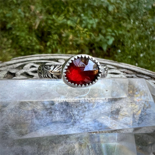 Garnet Flora Banded Ring ~ Size 10