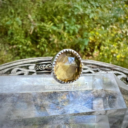 Citrine Flora Banded Ring ~ Size 6.5