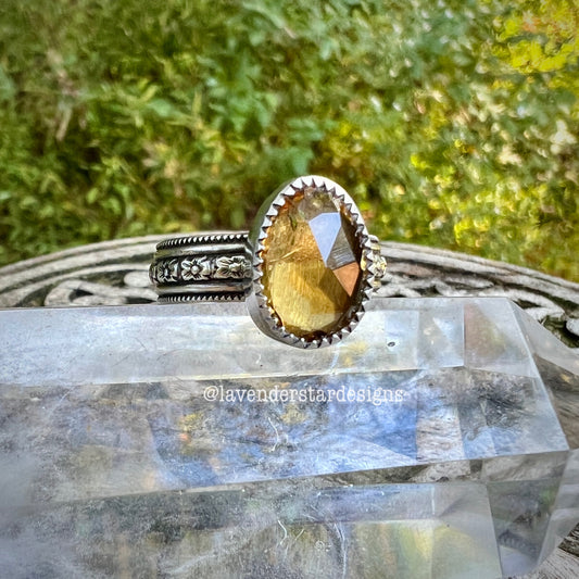 Citrine Flora Banded Ring ~ Size 9