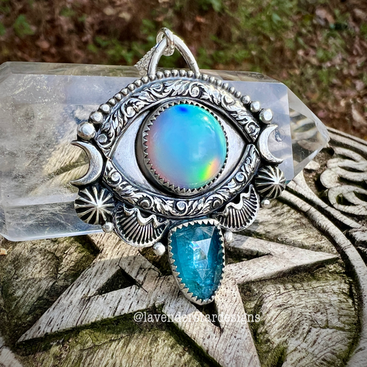 Aurora Opal & Kyanite Evil Eye Talisman