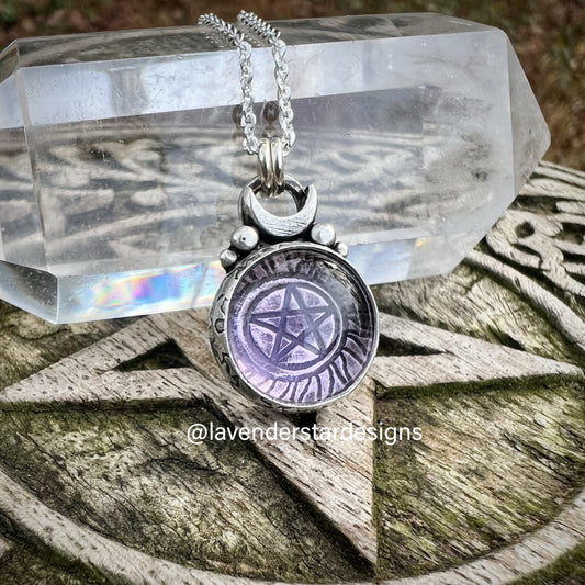 **Made-to-Order** Pink Amethyst Pentacle Pendant