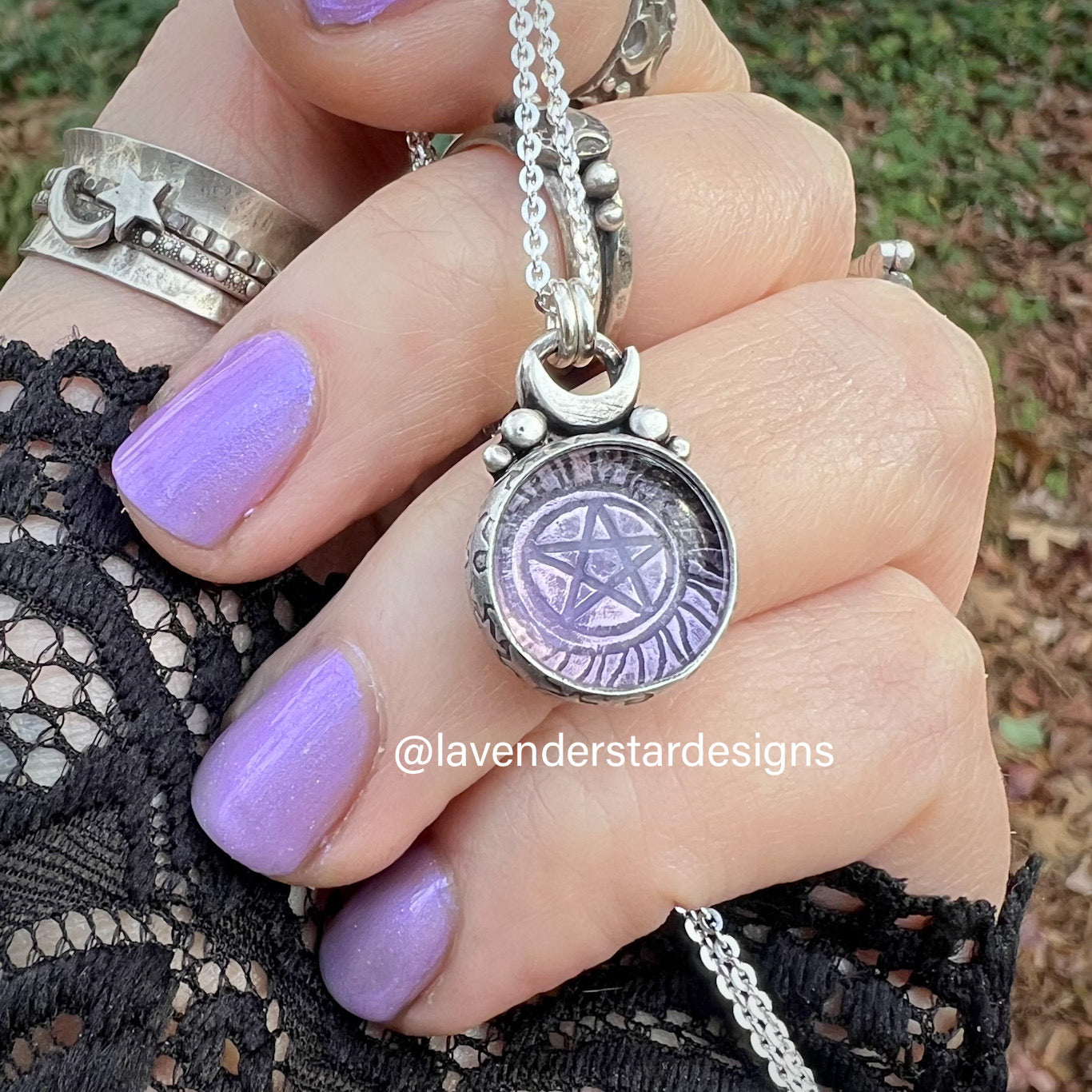 **Made-to-Order** Pink Amethyst Pentacle Pendant