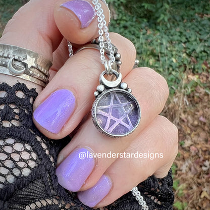 **Made-to-Order** Pink Amethyst Pentacle Pendant