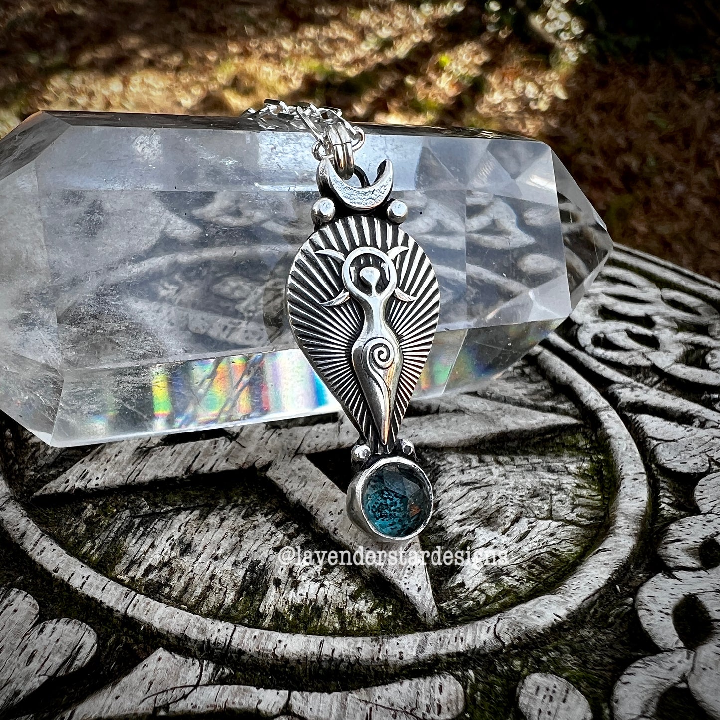Moon Goddess Pendant ~ Moss Kyanite