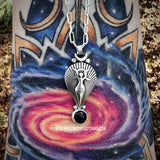 Black Onyx Triple Moon Goddess Pendant