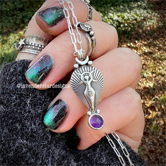 Amethyst Moon Goddess Pendant